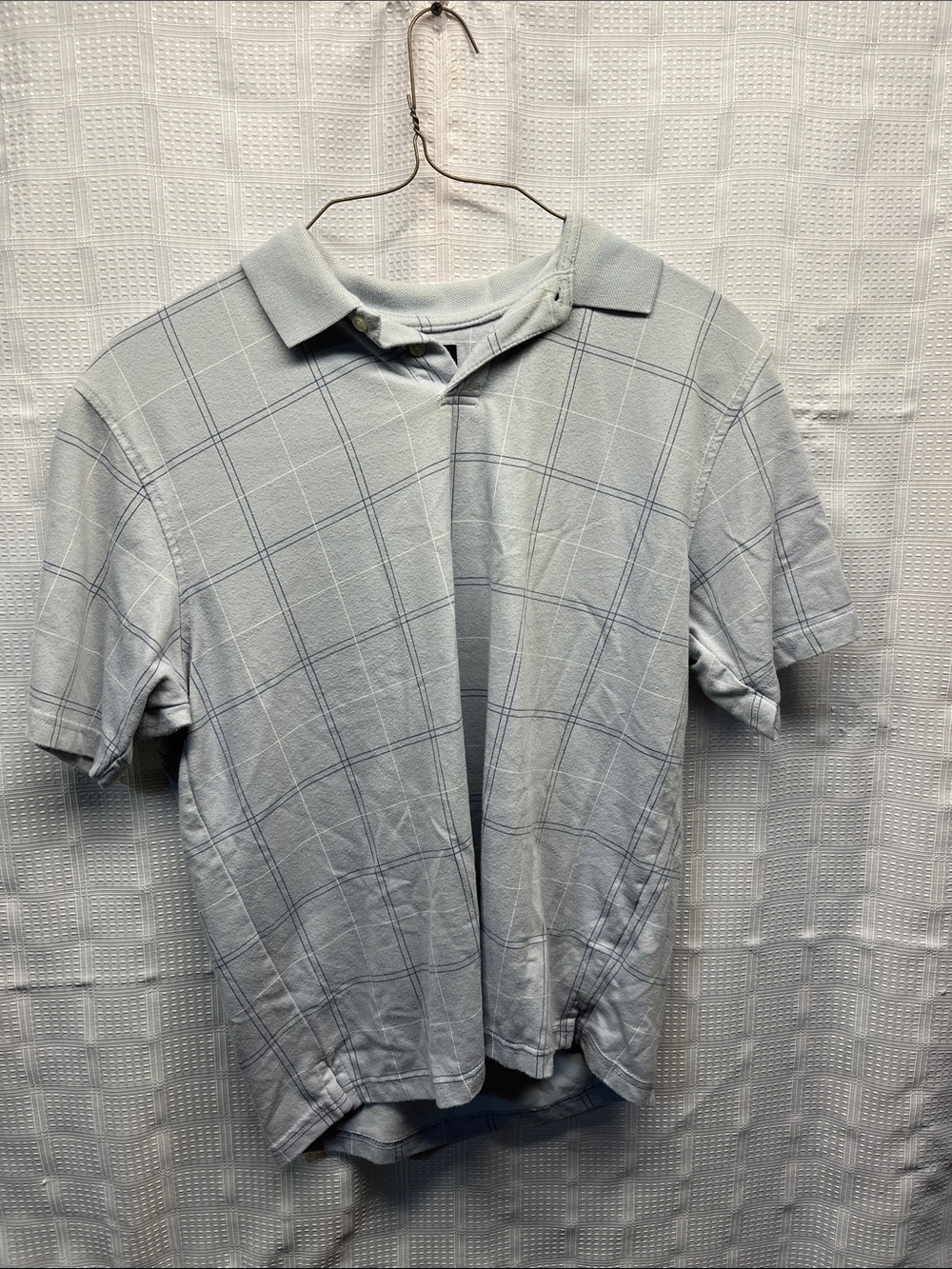 Van Heusen Light Blue Plaid Short Sleeve Polo